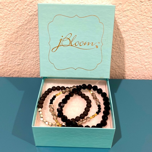 j Bloom Jewelry - J Bloom bracelet trio, black, clear and silver, NEW IN BOX